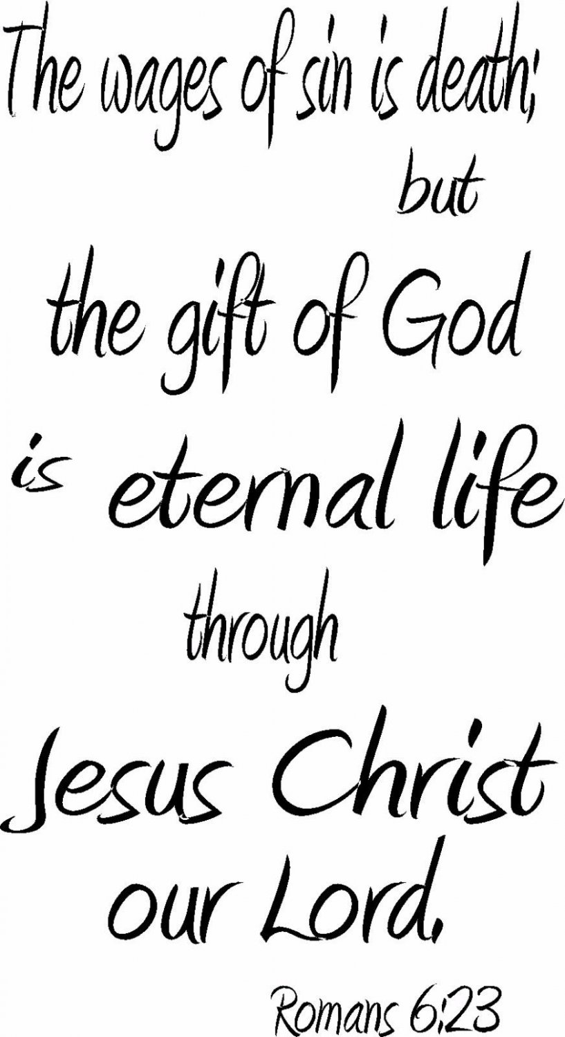 Romans 6:23 11" x 22" Bible Verse Wall Decal by Scripture Wall Art