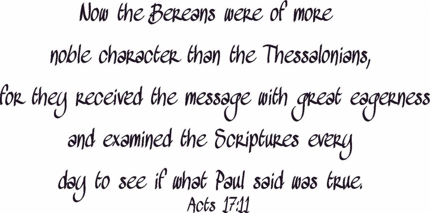 Acts 17:11 11"x 22" Bible Verse Wall Decal by Scripture Wall Art