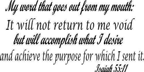 Isaiah 55:11, Vinyl Wall Art: Word That Goes Out From My Mouth No Void Purpose