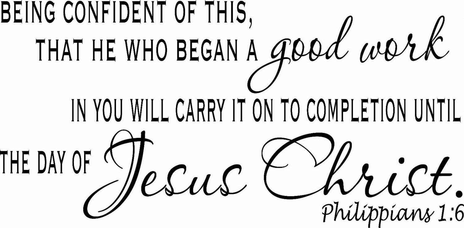 V2 Philippians 1:6 11 x 22 : Bible Verse Wall Decal ~ Scripture Wall Art
