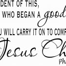 V2 Philippians 1:6 11 x 22 : Bible Verse Wall Decal ~ Scripture Wall Art