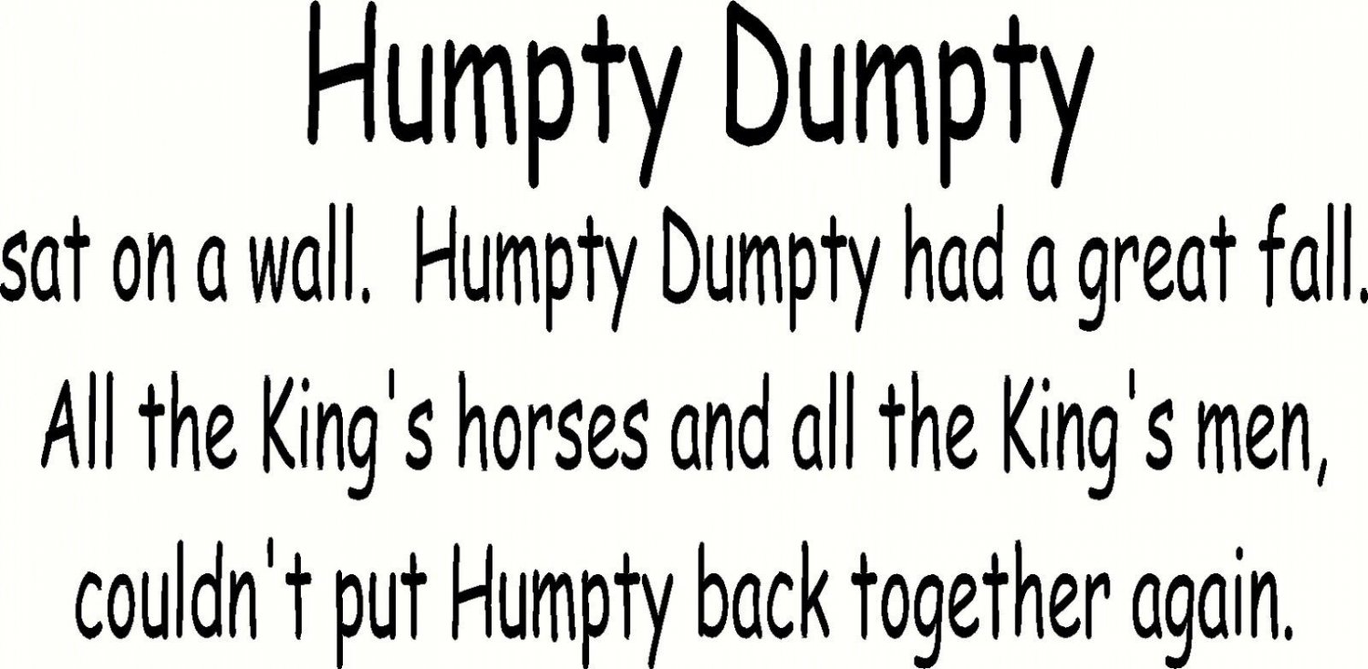 Humpty Dumpty Wall Decal by Scripture Wall Art