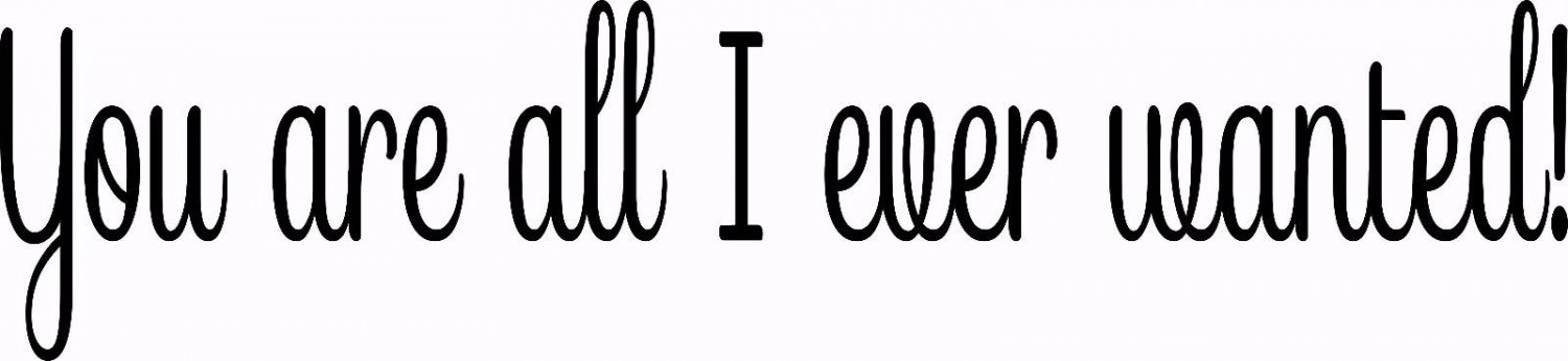 You Are All I Ever Wanted! 5x 21 Vinyl Wall Art, Wall Stencil, Quotes, Love,