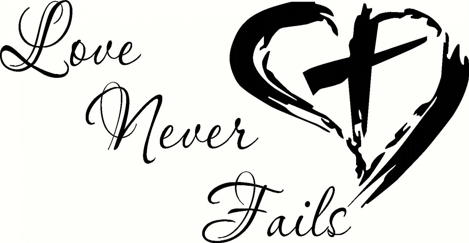 Love Never Fails 11"x22" Bible Verse Wall Decal by Scripture Wall Art - Decor