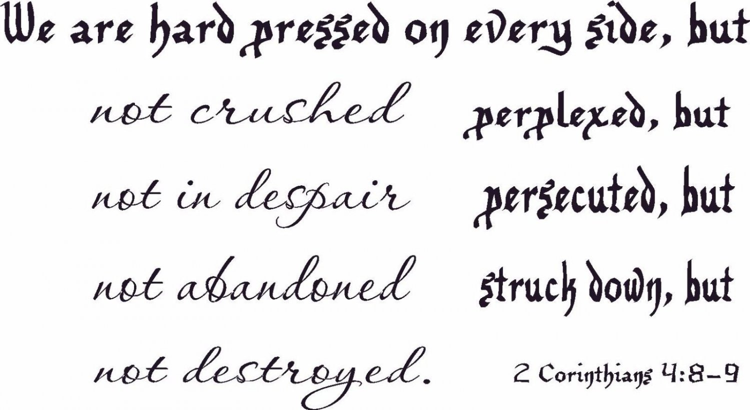 2 Corinthians 4:8-9 11"x22" Bible Verse Wall Decal by Scripture Wall Art