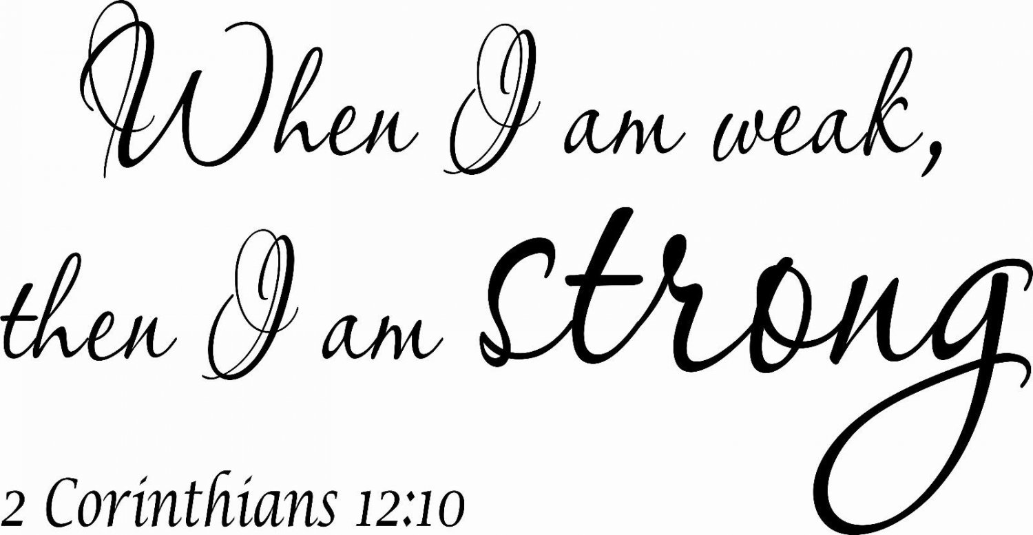 2 Corinthians 12:10 V2 Bible Verse Wall Decal by Scripture Wall Art. 11x22