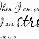 2 Corinthians 12:10 V2 Bible Verse Wall Decal by Scripture Wall Art. 11x22