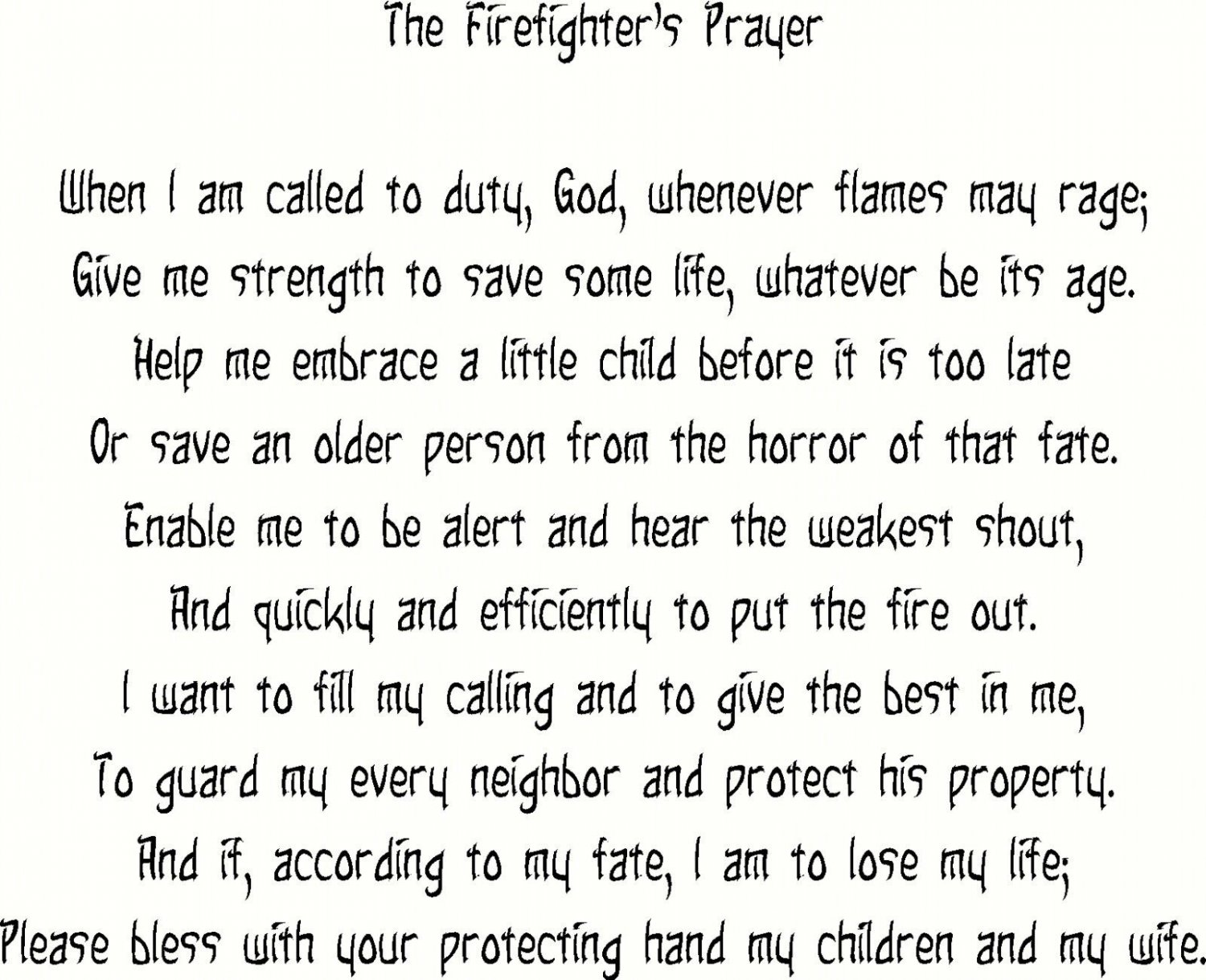 Firefighters Prayer 18"x 25" Bible Verse Wall Decal by Scripture Wall Art