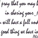 Philemon 1:6, Vinyl Wall Art, Pray That You Be Active Sharing Faith, Good Christ