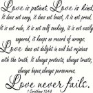 XL 1 Corinthians 13:4-8 V2 Large Size, Bible Verse Wall Decal, Love, Patient