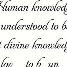 Human knowledge must be understood to be loved. Divine knowledge must be love...
