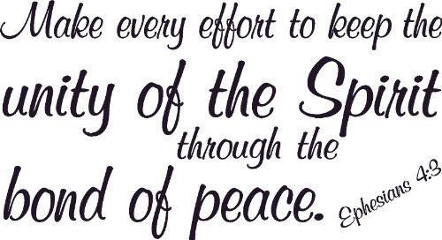 Ephesians 4:3, Vinyl Wall Art, Make Every Effort Keep Unity Spirit Bond of Peace