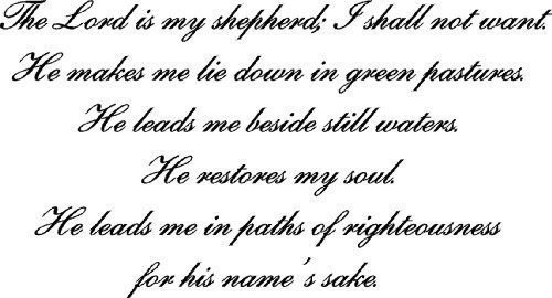 Psalm 23, Bible Verse Wall Decal ~ Scripture Wall Art Decor
