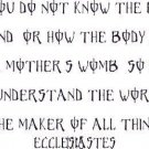 Ecclesiastes 11:5, Vinyl Wall Art, Know Path Wind Body Formed Work of God