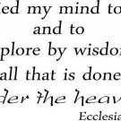 Ecclesiastes 1:13, Vinyl Wall Art, I Applied My Mind to Study and to Explore ...