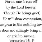 Lamentations 3:31-33, Vinyl Wall Art, for No One Is Cast Off By the Lord Fore...