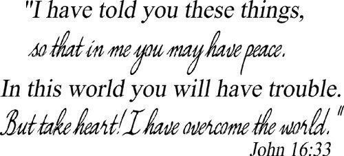 John 16:33, Vinyl Wall Art, I Have Told You These Things, so That in Me You M...