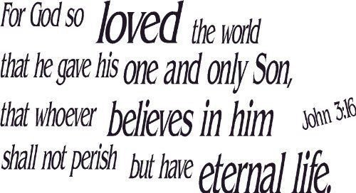 John 3:16, Vinyl Wall Art, God so Loved World Gave Son Whoever Believes Etern...