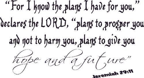 Jeremiah 29:11 Wall Art, Hope and a Future, Plans for You, Says the Lord