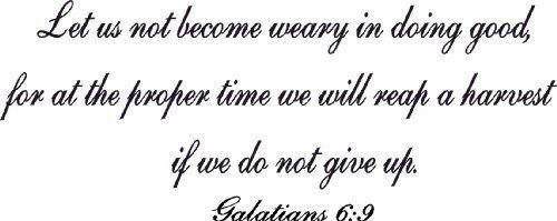 Galatians 6:9, Vinyl Wall Art, Not Grow Weary Doing Good, Reap Harvest Time