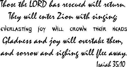Isaiah 35:10, Vinyl Wall Art, Those the Lord Has Rescued Will Return. They En...