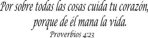 Proverbios 4:23, Bible verse wall decals, scripture, Vinyl Art, stickers spanish