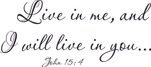 John 15:4, Vinyl Wall Art, Live in Me and I Will Live in You, Jesus