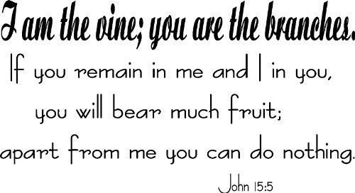 John 15:5, Vinyl Wall Art, I Am the Vine, You Are the Branches, Remain in Me ...