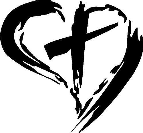 Cross in Heart Bible verse wall decals, scripture, Vinyl Art, stickers, love