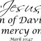 Mark 10:47 Vinyl Wall Art, Jesus, Son of David, Have Mercy on Me