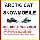 1990-1998 Arctic Cat ZRT EXT ZR Cougar Panther Snowmobile Service Repair Manual