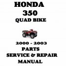 HONDA 350 2000  - 2003 PARTS SERVICE AND REPAIR MANUAL ATV  QUAD BIKE 2X4 4X4