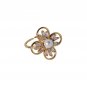 Beautiful Natural Pearl CZ Flower 925 Sterling Silver Adjustable Ring