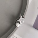 Classic CZ Star Shell Pearl 925 Sterling Silver Adjustable Ring