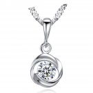 Simple Twisted Round CZ 925 Sterling Silver Necklace