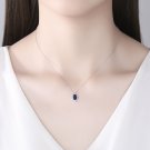 Classic Blue CZ Oval Waterdrop 925 Sterling Silver Necklace