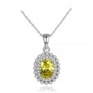 Oval Natural Treated Crystal CZ 925 Sterling Silver Necklace