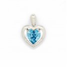 Blue Austrian Crystal Heart Elegant 925 Sterling Silver Pendant
