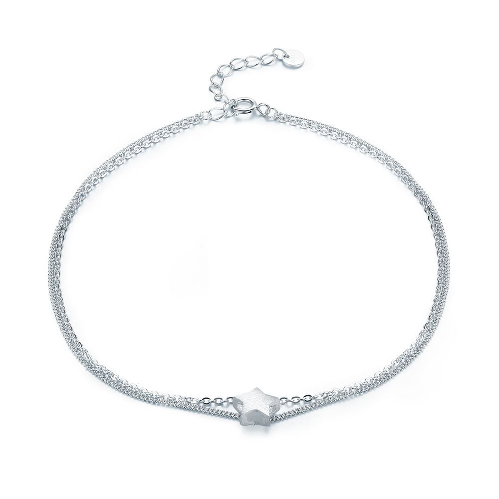 Fashion Five Star 925 Sterling Silver Double Layer Anklet