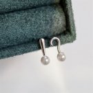 Asymmetry Question Exclamation Mark Shell Pearl Silver Earrings