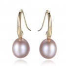 Simple Oval Natural Pearl 925 Silver Dangling Earrings