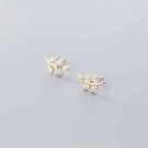 Cute Cubic Zirconia Leaves 925 Sterling Silver Stud Earrings