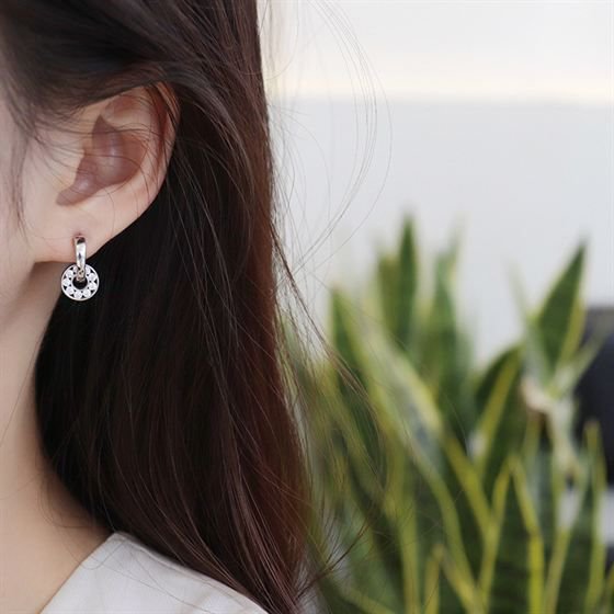 Cubic Zirconia Circles 925 Sterling Silver Earring Buckles