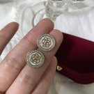 Elegant Flower CZ Round 925 Sterling Silver Stud Earrings
