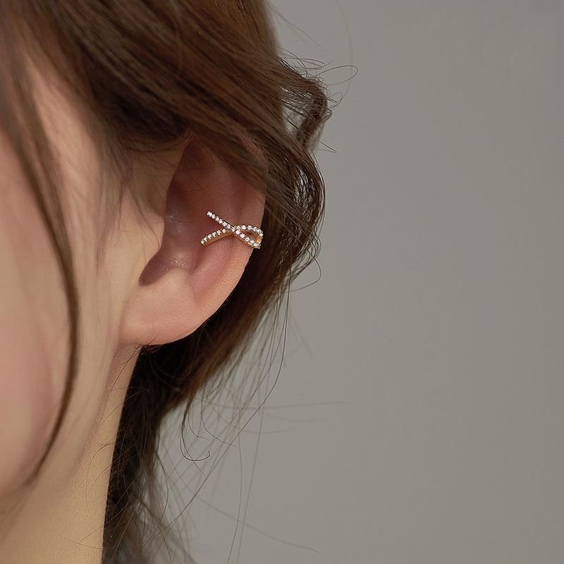 Girl CZ X Shape 925 Sterling Silver NonPierced Earrings