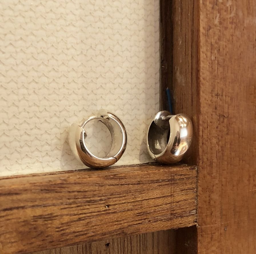 Geometric Round Hoop 925 Sterling Silver Earrings