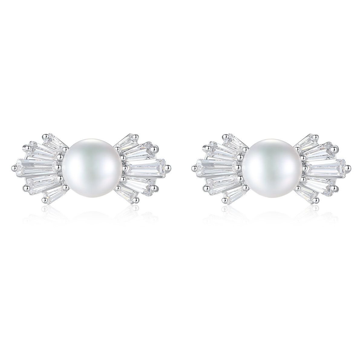 Candy Cubic Zirconia Waterdrop Natural Pearl 925 Silver Stud Earrings