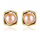 Simple Round Natural Pearl 925 Silver Stud Earrings