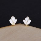 Elegant White Rose Flower 925 Sterling Silver Stud Earrings