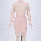 Round Neck Long Sleeve Lace Mini Bandage Dress